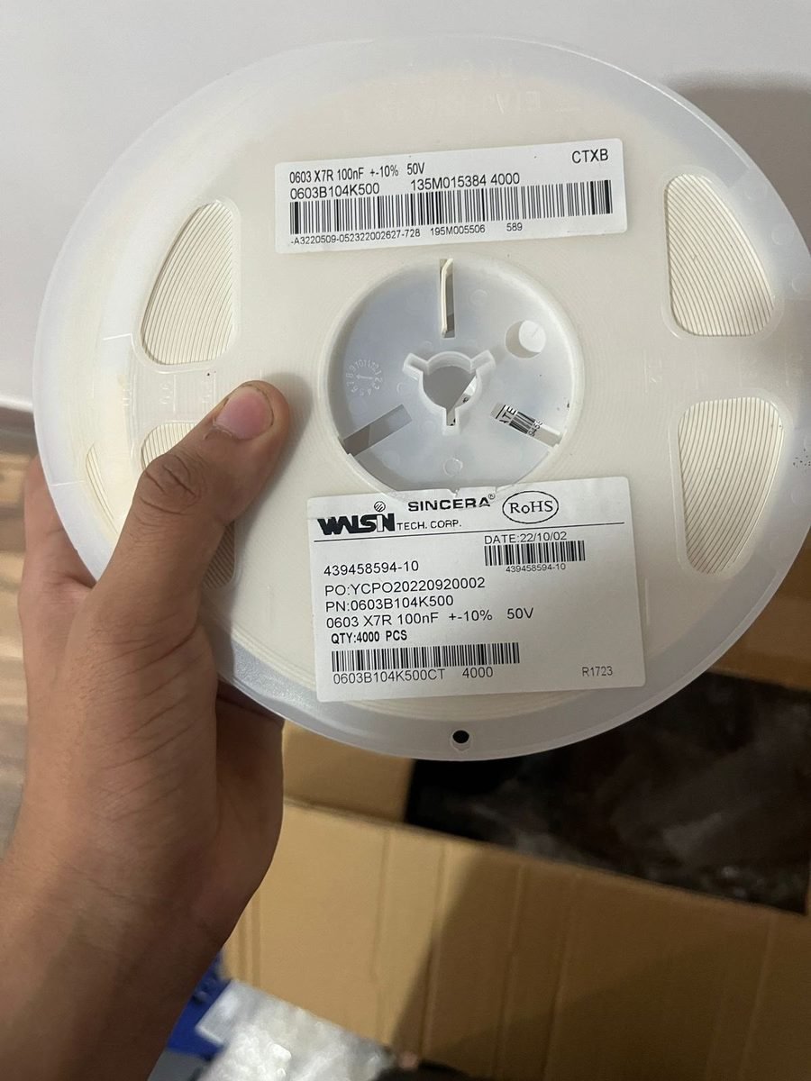 Original Walsin factory reel with part number and quantity label